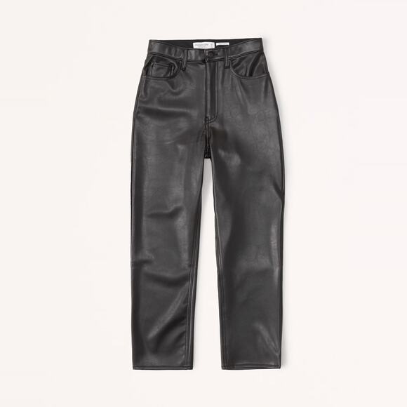 Abercrombie & Fitch Vegan Leather Ankle Straight Pants Womens 29/8 Black - Picture 9 of 16